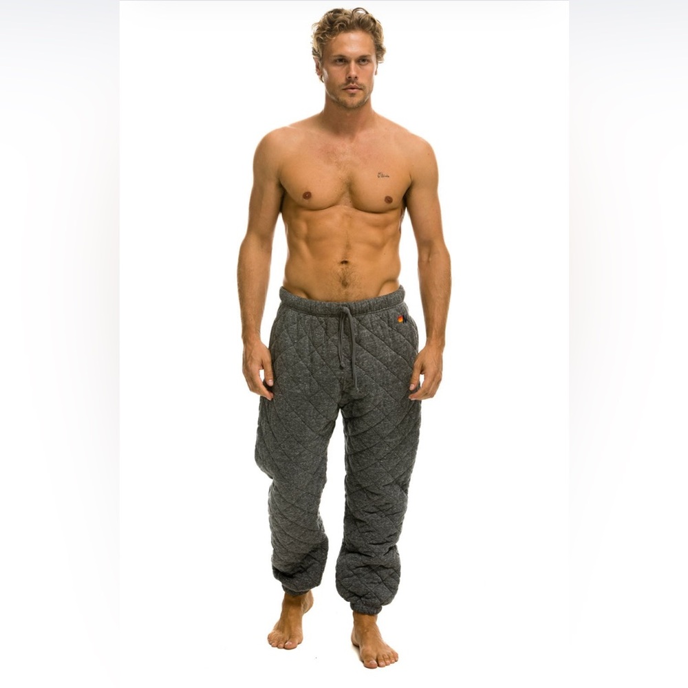 AVIATOR NATION QUILTED SWEATPANTS - HEATHER GREY